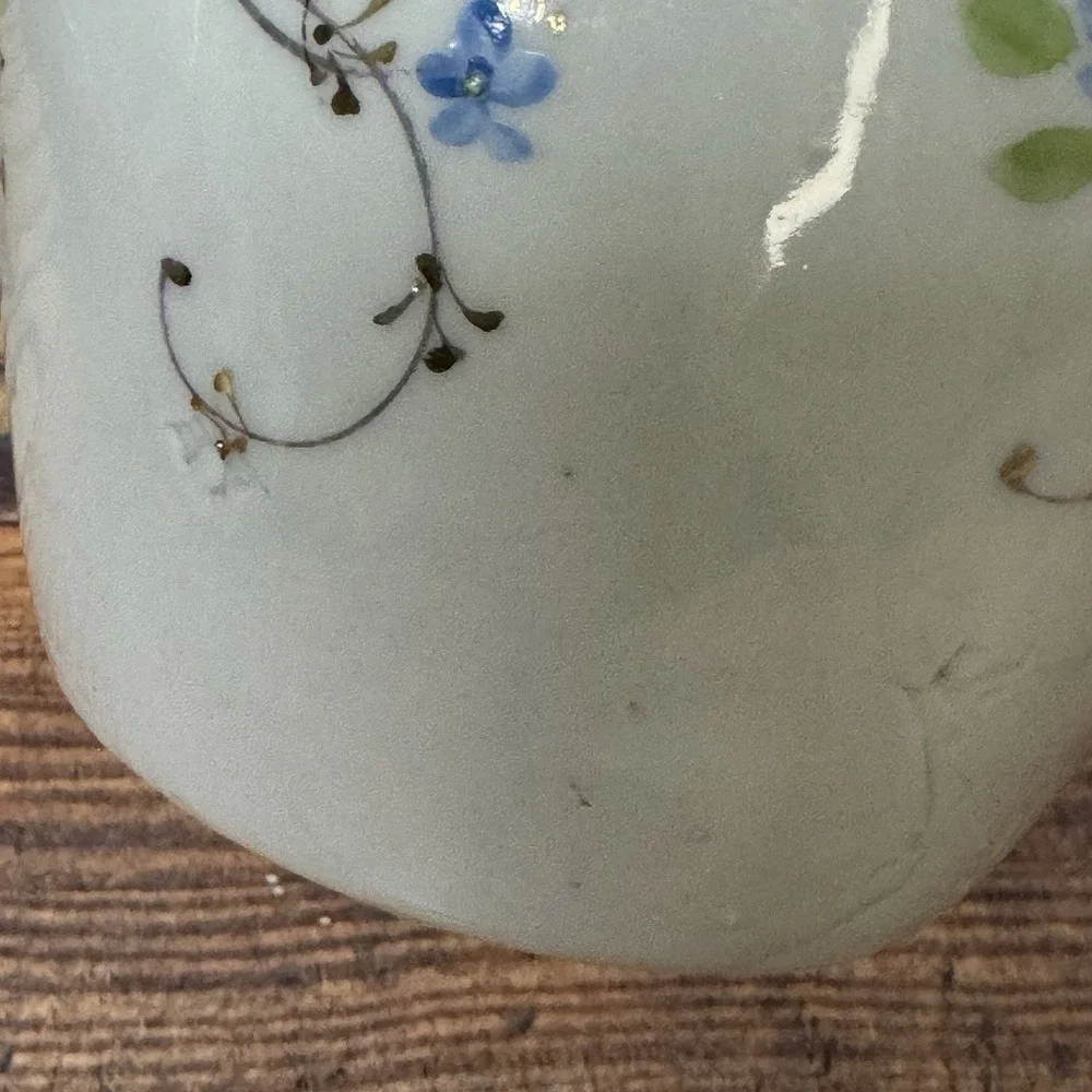 Antique Porcelain Biscuit/ Cookie Cracker Jar w‎ Lid Floral Hand-painted Kitschy